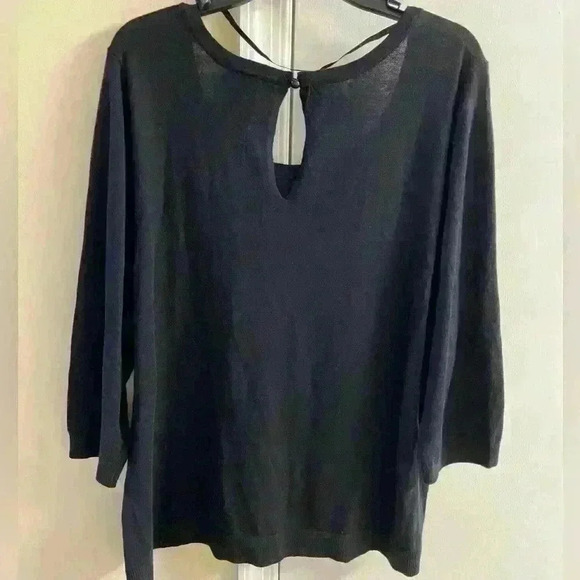 LANE Bryant black beaded 3/4 sleeves crewneck pullover sweater. Sz 22/24 - Picture 4 of 5
